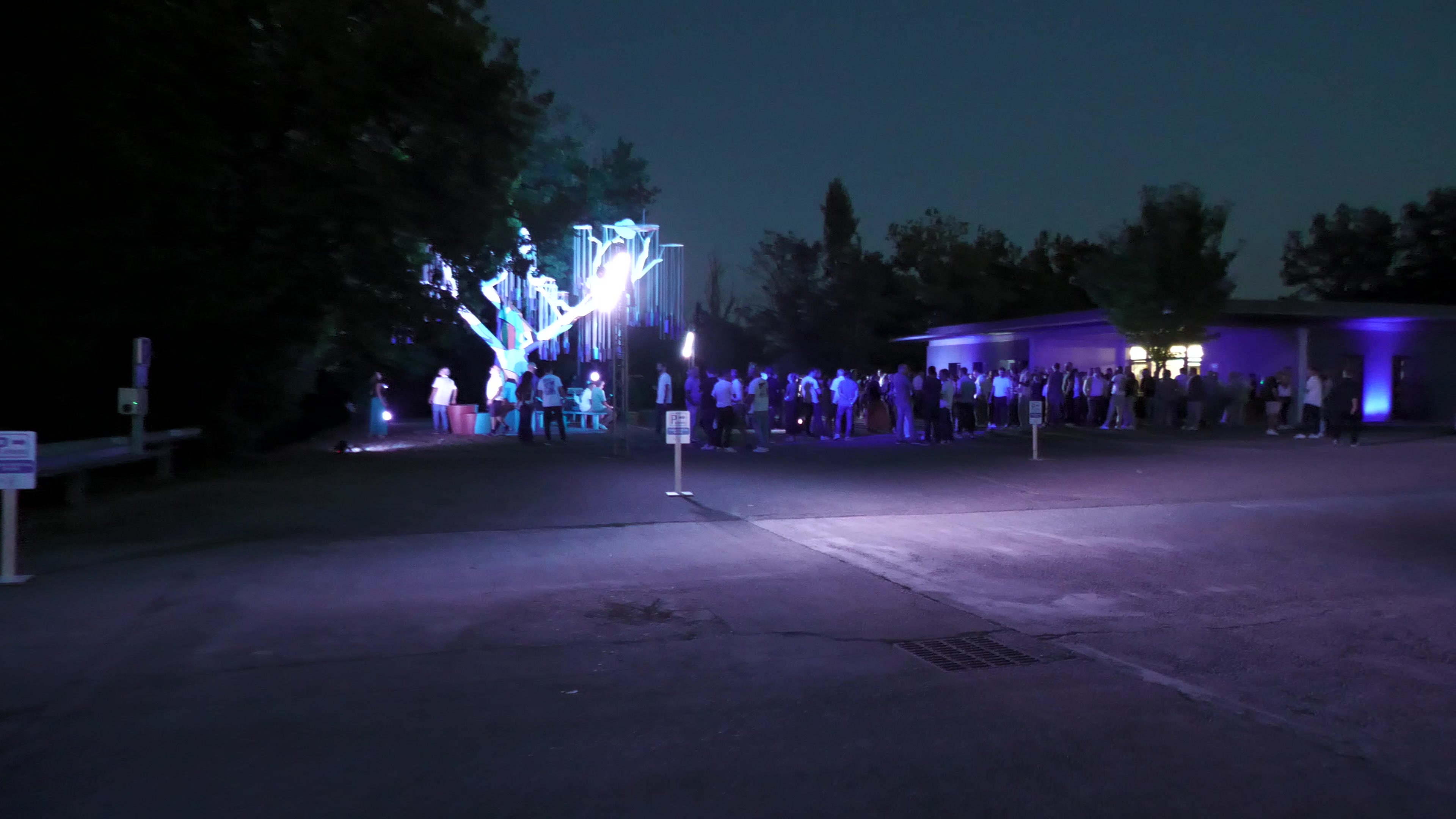 Ambiance nocturne — éclairage architectural, foule